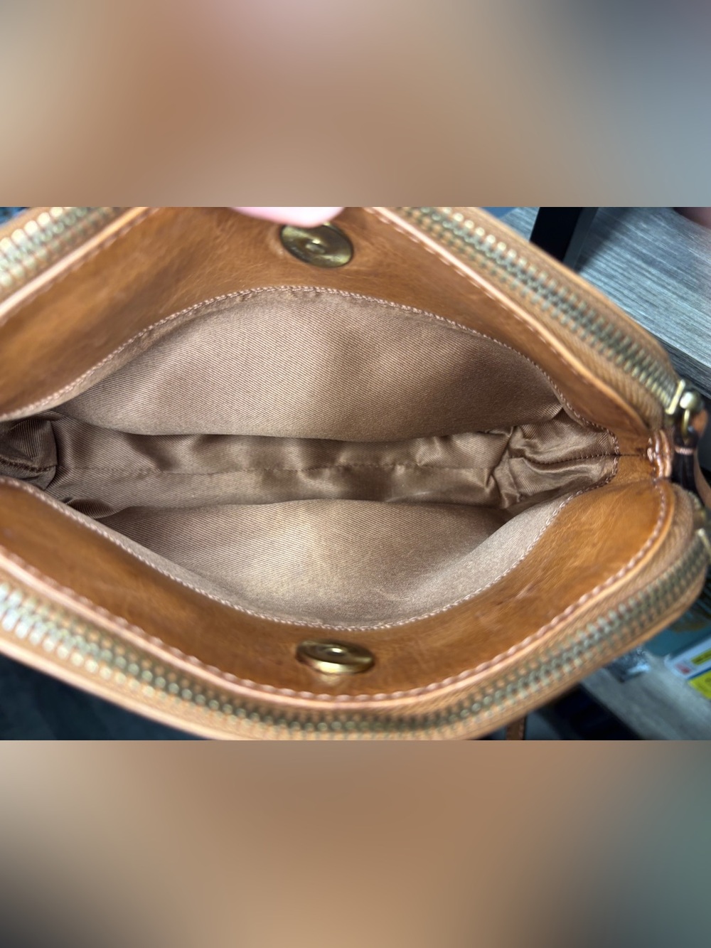 Woven Leather Crossbody Bag in Camel - Picture 6 of 12